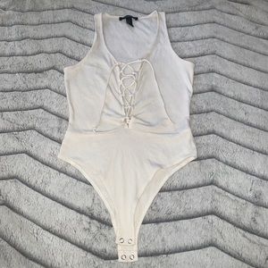 Ribbed white bodysuit